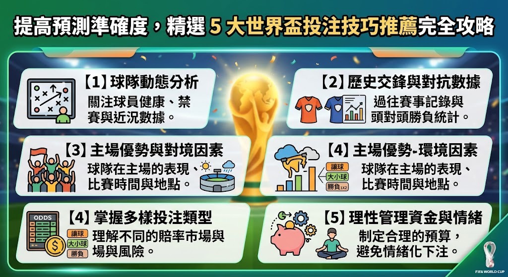 精選 5 大世界盃投注技巧推薦完全攻略